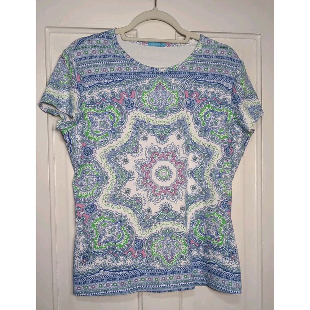 J. McLaughlin Signature Catalina Cloth Abstract Print Top Women's XL (1029)